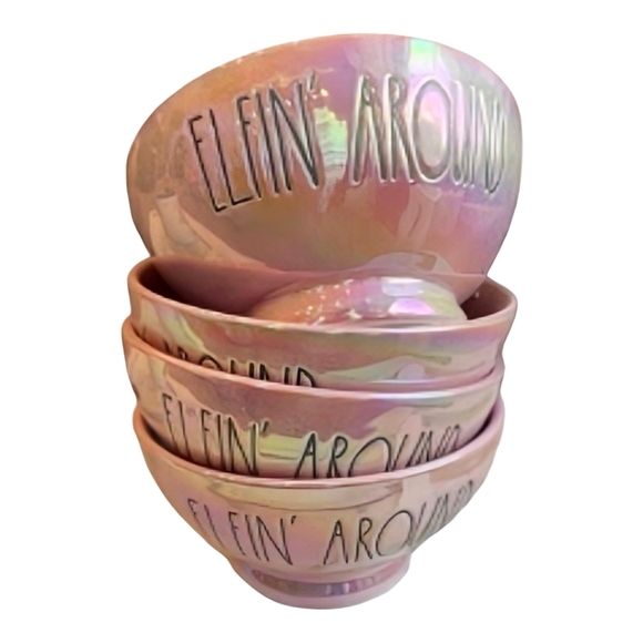 NEW Rae Dunn ELFIN' AROUND Iridescent Pink Bowls - Picture 1 of 5